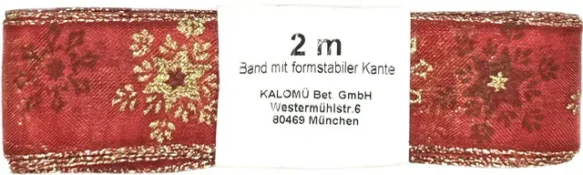 Vánoční stuha organzová GOLD SNOWFLAKES 25mm x 2m (8,50 Kč/m)