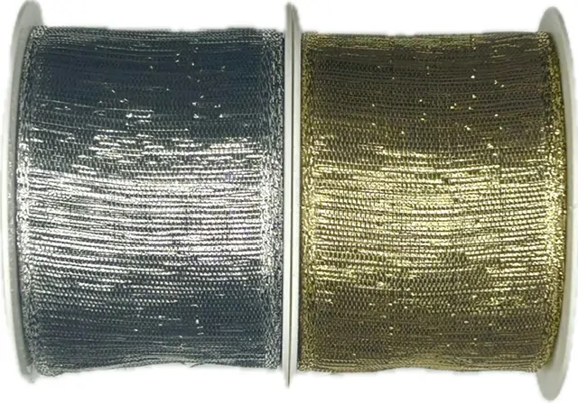 Stuha stříbrná LIVERPOOL SILVER stříbrná lesklá 40mm x 2m (15,-Kč/m)