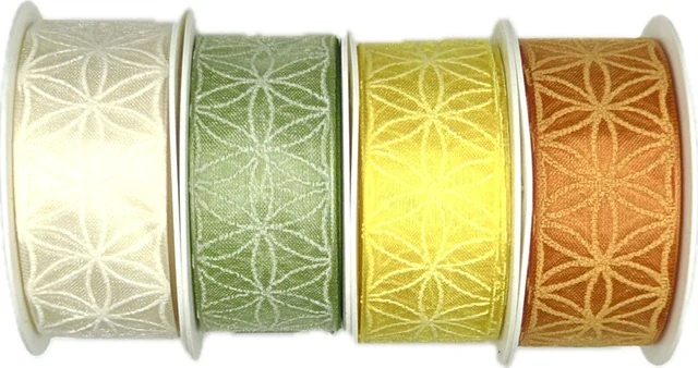 Stuha taftová RHODOS GREEN transparentní pastelově zelená 25mm x 2m (13,- Kč/m)