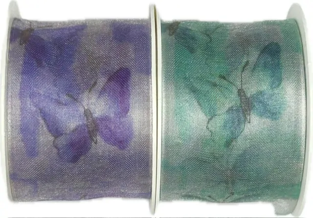 Stuha organzová BUTTERFLY DREAM lila 40mm x 2m (13,-Kč/m)