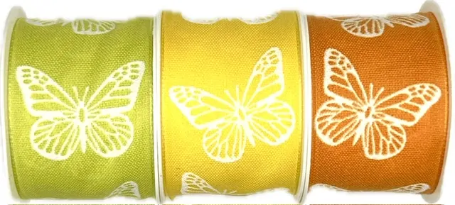 Stuha látková SWEET BUTTERFLY YELLOW žlutá 40mm x 2m (13,-Kč/m)