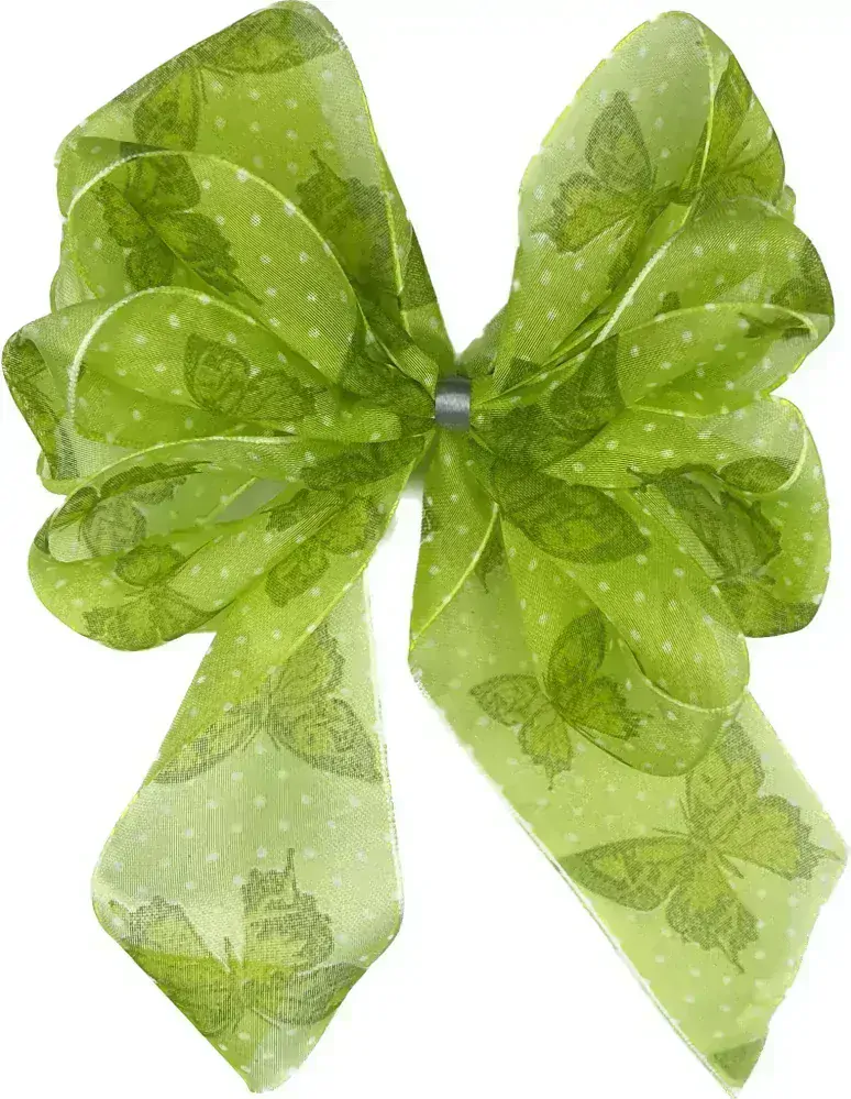 Stuha organzová skládaná BUTTERFLY zelená 40mm x 2m (8,50 Kč/m)