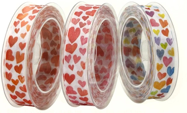 Stuha organzová CRAZY HEARTS 25mm x 2,5m (10,- Kč/m)