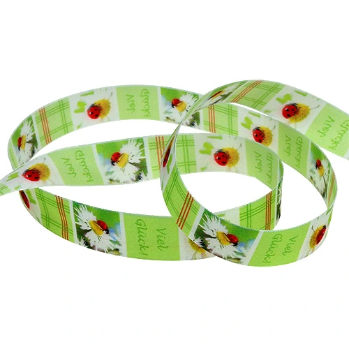 Stuha taftová Ladybird Meadow hráškově zelená 25mm x 3m (5,- Kč/m)