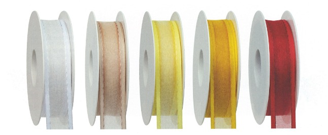 Stuha organzová CHAMPAGNER Fresh Green prošívaná  světle zelená 25mm x 2m (12,-Kč/m)