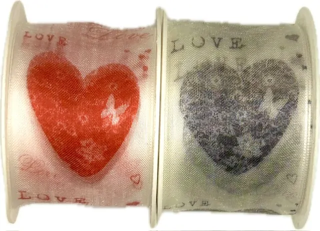 Organzová stuha Organdy Love Red – červená 40mm x 2m