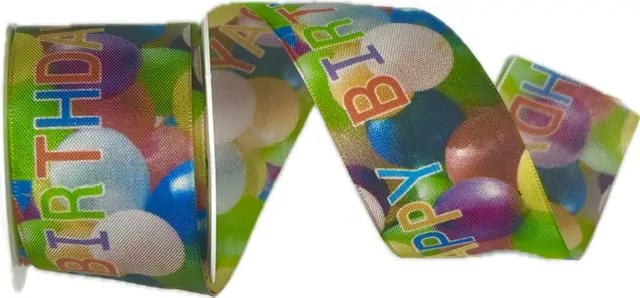Stuha narozeninová BIRTHDAY BALOONS taftová 40mm x 2m (13,-Kč/m)
