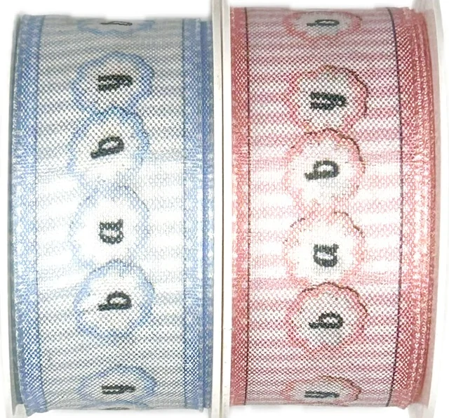 Stuha taftová HELLO BABY růžová 25mm x 2 m