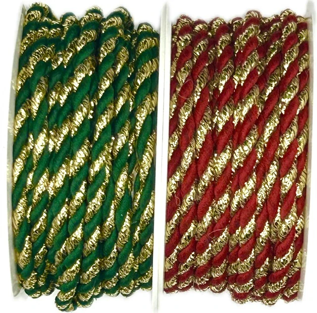 Provázek kroucený TwistCord Royal Red & Gold zlato - červený 3 mm x 3 m (6,- Kč/m)