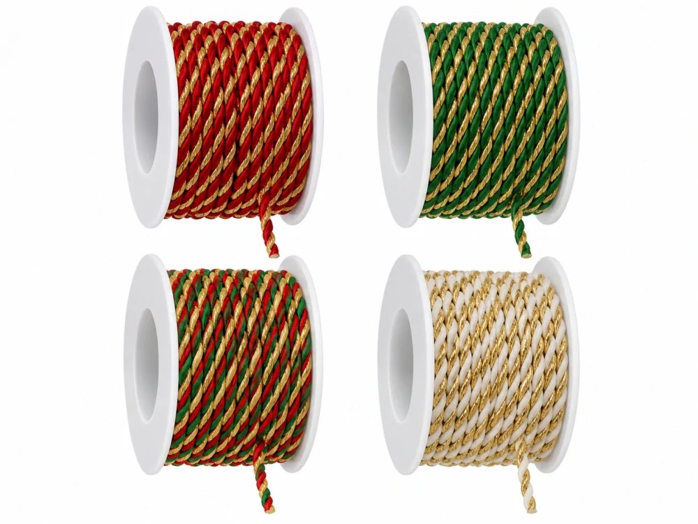 Provázek kroucený TwistCord Royal Red & Gold zlato - červený 3 mm x 3 m (5,- Kč/m)
