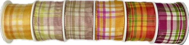 Taftová stuha PRESTIGE KARO žlutá 40mm x 2m