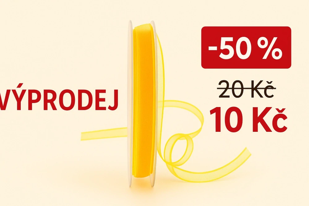 Stuha organza BEAUTY ORGANDY žlutá  8mm x 10m (1,- Kč/m)