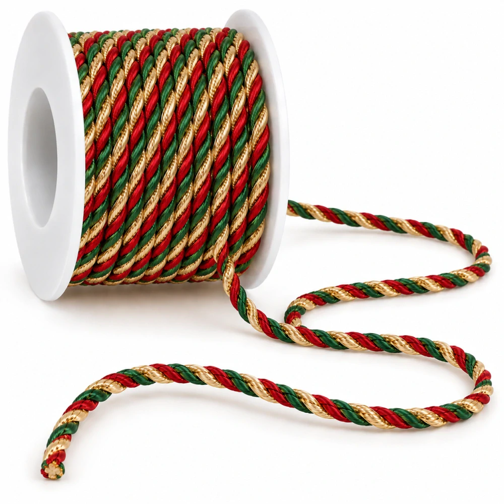 Festive Twist Trio 3 mm – Kroucený tříbarevný provázek 3mm x 5m (5,- Kč/m)