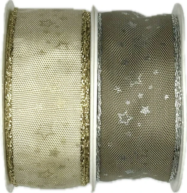  Vánoční stuha saténová stříbrná NOBLESSE 25mm x 2m (11,-Kč/m)