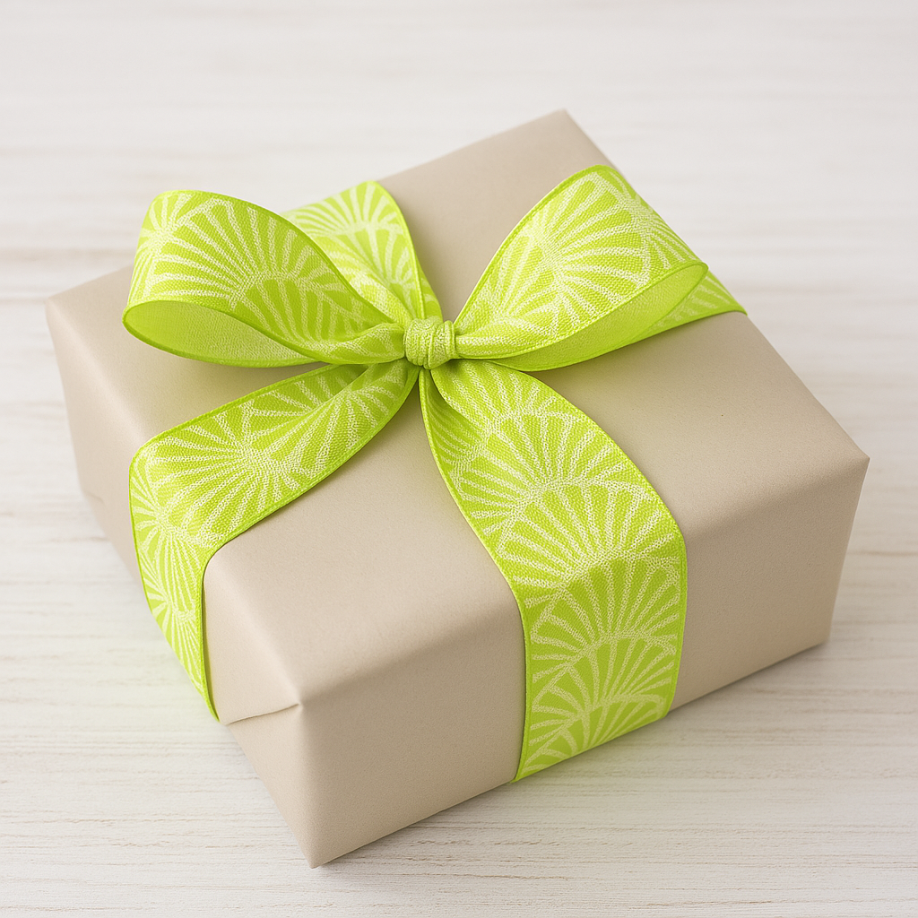 Stuha taftová ART DÉCO GREEN světle zelená průsvitná 40mm x 2m (13,-Kč/m)