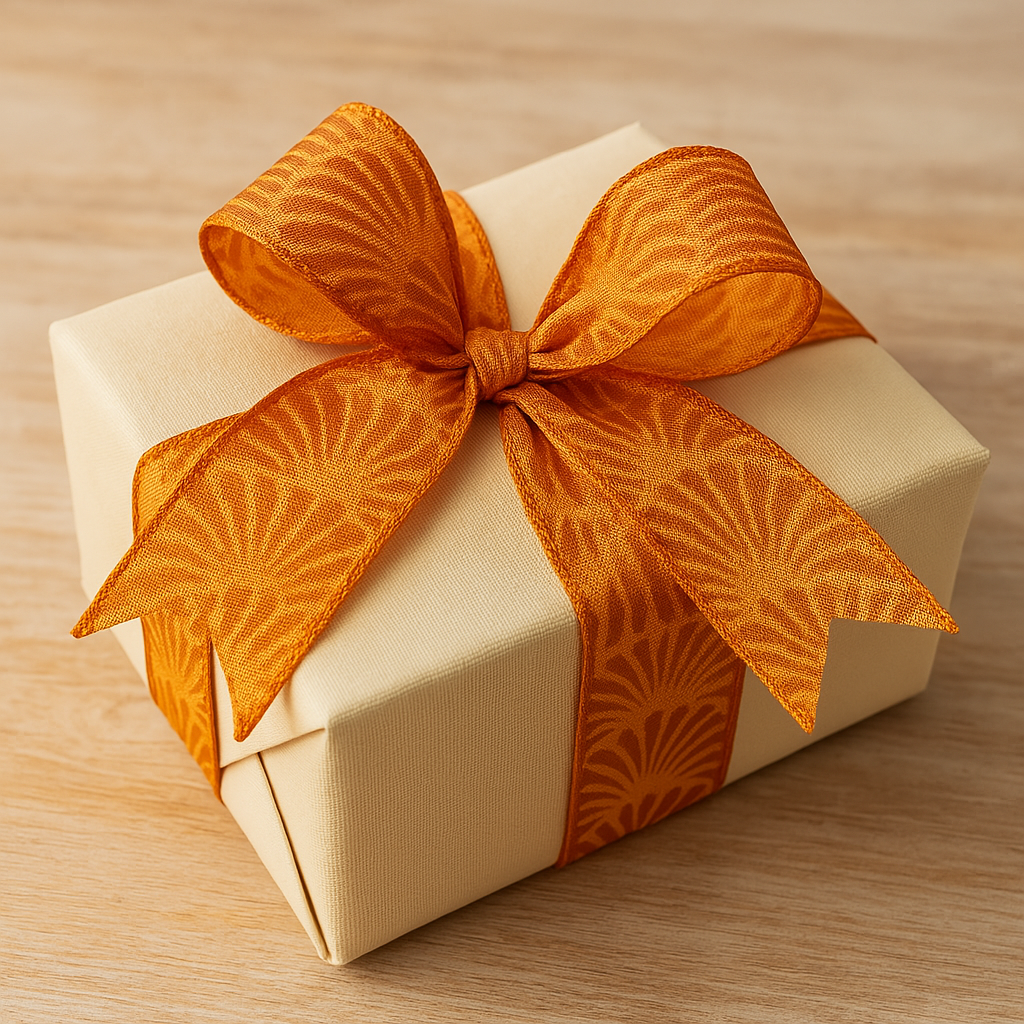 Stuha taftová ART DÉCO ORANGE oranžová průsvitná 40mm x 2m (13,-Kč/m)