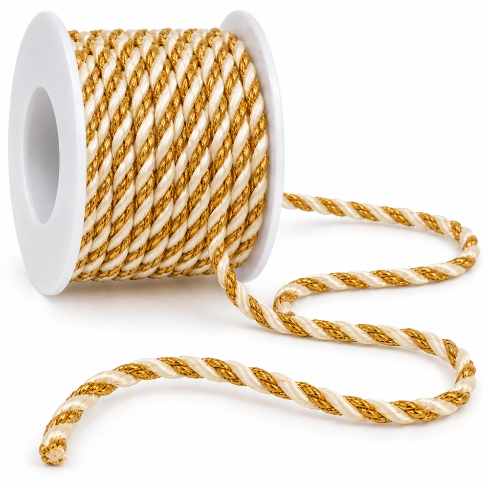 Provázek dekorační TwistCord Elegant Gold & Cream zlato-krémový 3mm x 3m
