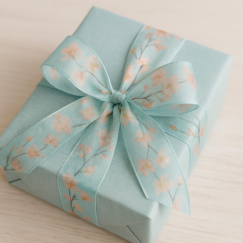 Stuha taftová BLUE GARDEN MIST modrá průsvitná 40mm x 2m (11,-Kč/m)