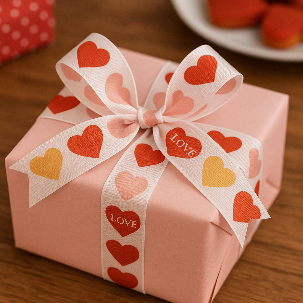 Taftová stuha CORAL LOVE – červená 25mm x 2,5m