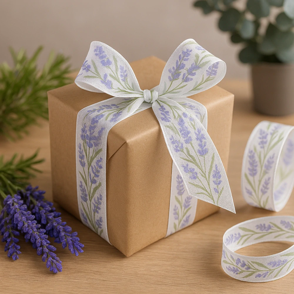 Stuha taftová LAVENDER BREEZE bílá průsvitná 40mm x 2m (14,-Kč/m)