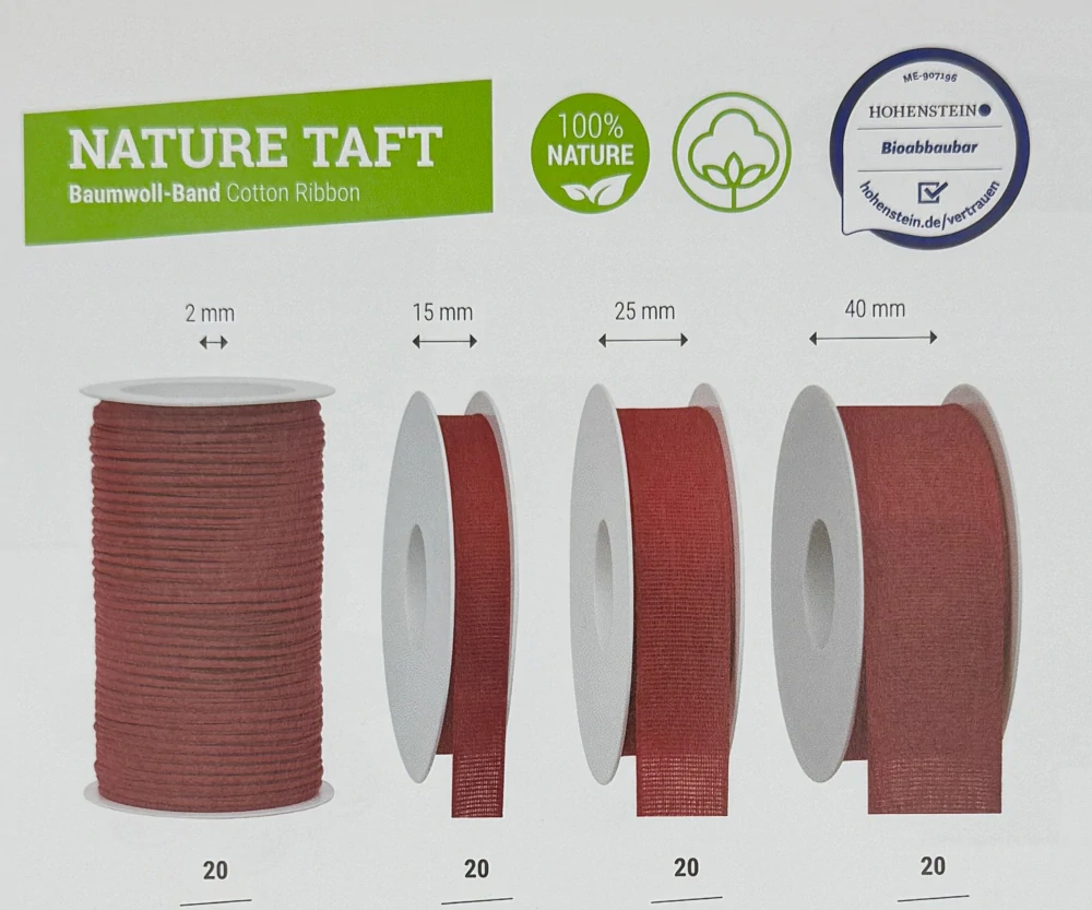 Stuha látková Nature Taft – Cream Harmony krémová 25mm x 2m (9,- Kč/m)