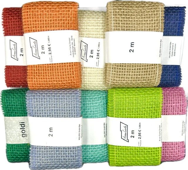 Stuha jutová JUTA SKY FROST pastelově modrá 70mm x 2m (25,-Kč/m)