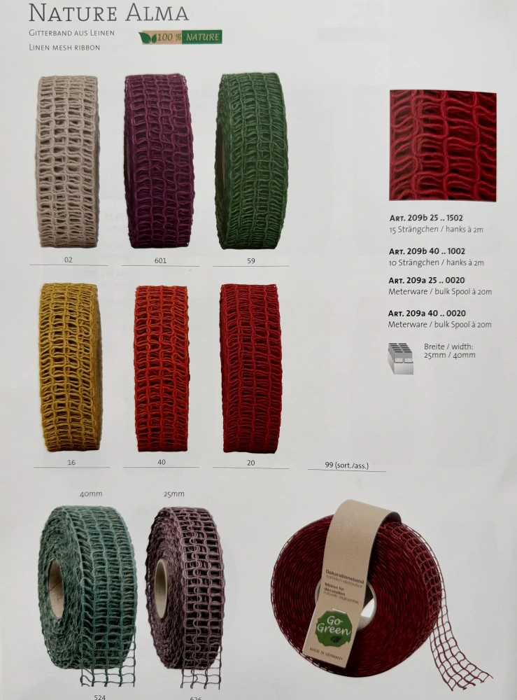 Síťovaná stuha Nature Alma – Raspberry Purple 40mm x 2m (14,-Kč/m)