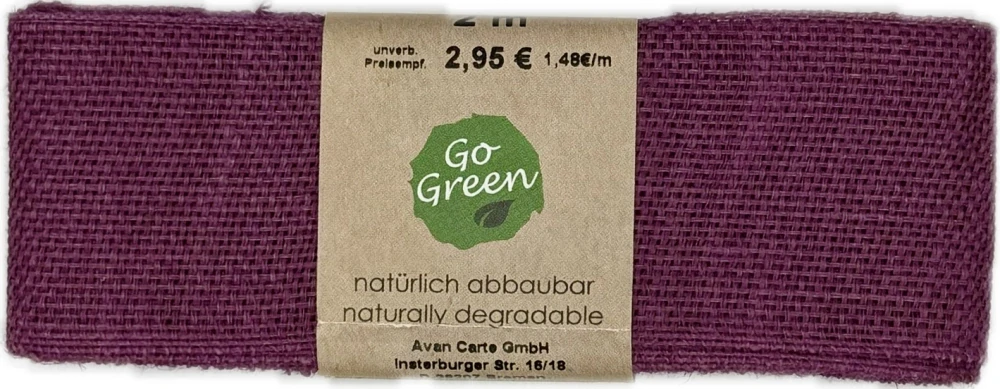 Stuha lněná Nature Basic – Deep Lavender sytě levandulová 40mm x 2m (14,-Kč/m)