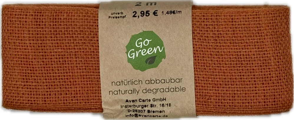 Stuha lněná Nature Basic – Terracotta oranžová 40mm x 2m (14,-Kč/m)