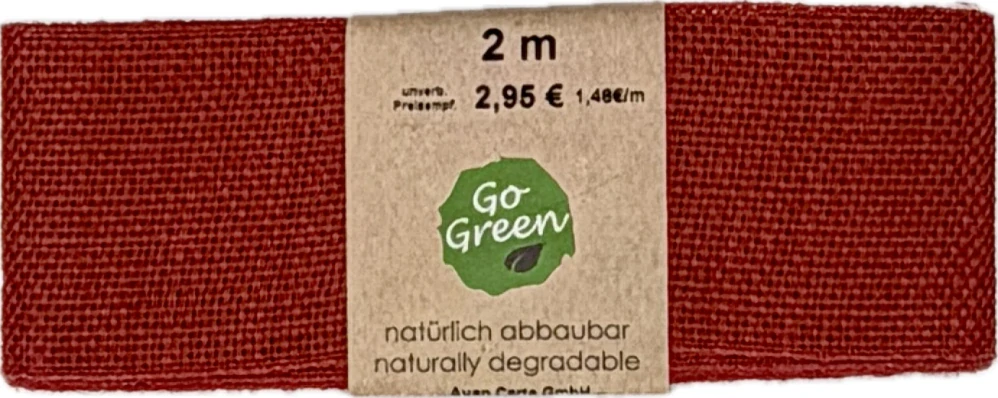 Stuha lněná Nature Basic – Classic Red 40mm x 2m (14,-Kč/m)