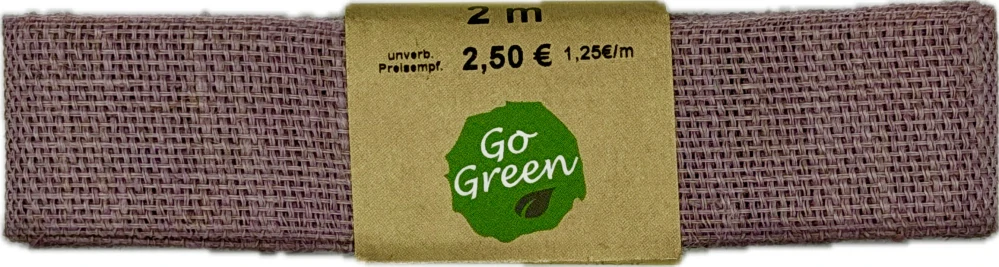 Stuha lněná Nature Basic – Pastel Lavender levandulová 25mm x 2m (11,-Kč/m)