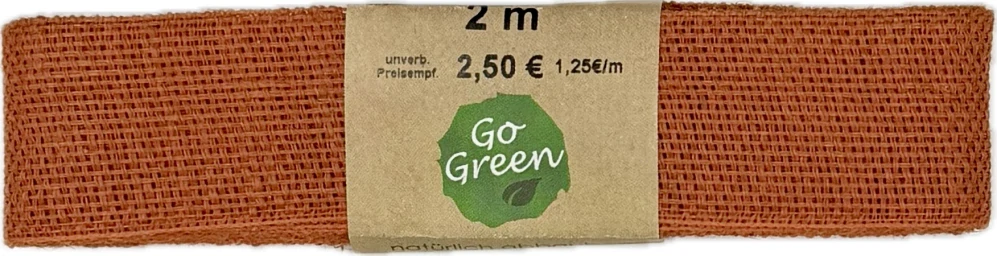 Stuha lněná Nature Basic – Terracotta oranžová 25mm x 2m (11,-Kč/m)