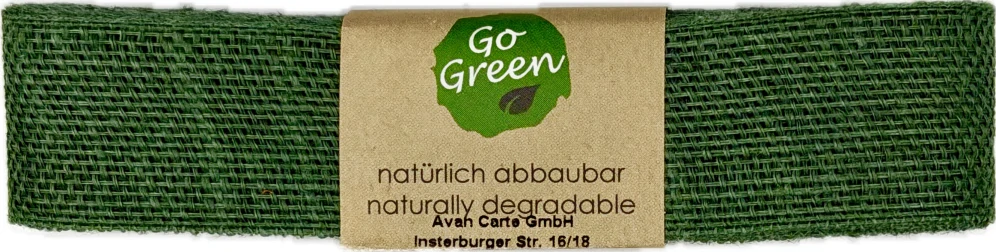 Stuha lněná Nature Basic – Forest Green zelená  25mm x 2m (11,-Kč/m)