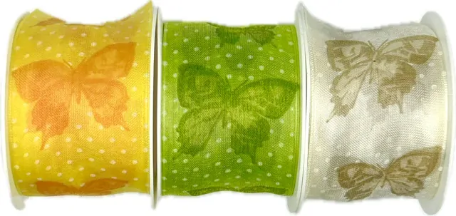 Stuha taftová průsvitná BUTTERFLY JOY - YELLOW žlutá 40mm x 2m (13,-Kč/m)