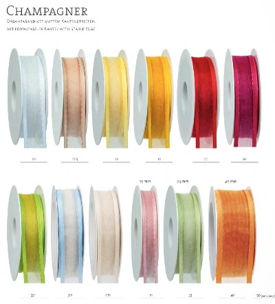 Stuha organzová CHAMPAGNER prošívaná růžová 15mm x 5m (5,- Kč/m)
