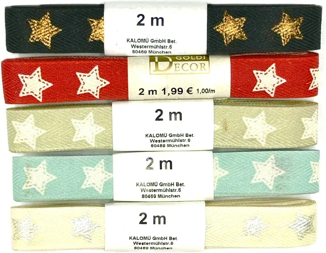 Vánoční stuha skládaná STAR LINE červená 15 mm x 2 m (5,- Kč/m)