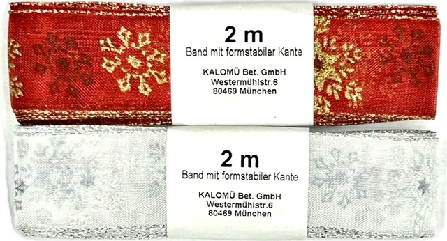 Vánoční stuha organzová GOLD SNOWFLAKES 25mm x 2m (8,50 Kč/m)