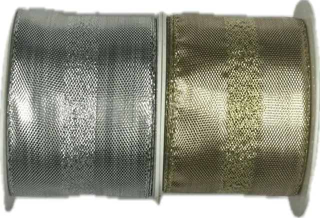 Stuha lurexová LONDON stříbrná 40mm x 2m (13,-Kč/m)