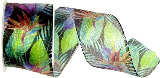 Stuha taftová  MIDNIGHT JUNGLE černá 40mm x 2m (15,-Kč/m)