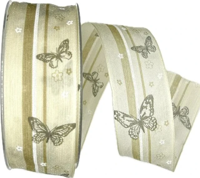 Taftová stuha PRESTIGE KARO žlutá 40mm x 2m