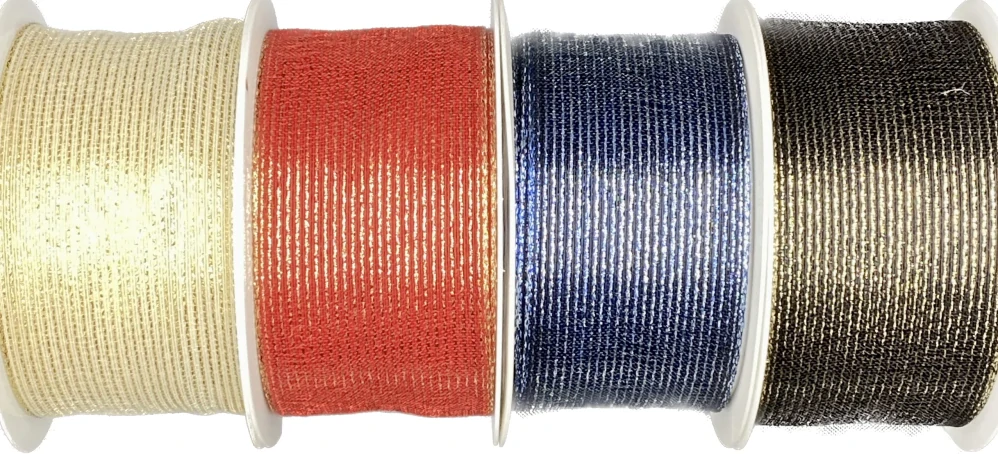 Stuha organzová ORGANDY LINES RED červená 40mm x 2m (15,-Kč/m)