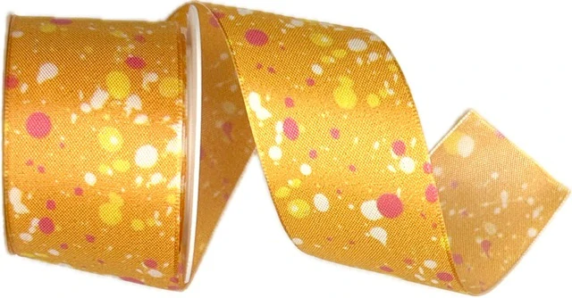 set 4x Stuha taftová COLOR SPLASH růžová, bílá, zelená, oranžová 4x (40mm x 2m)