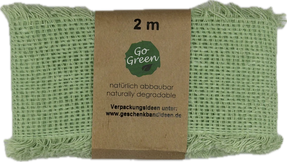 Stuha bavlněná VILLAGE SOUL Pistachio pistáciově zelená 60mm x 2m (15,-Kč/m)