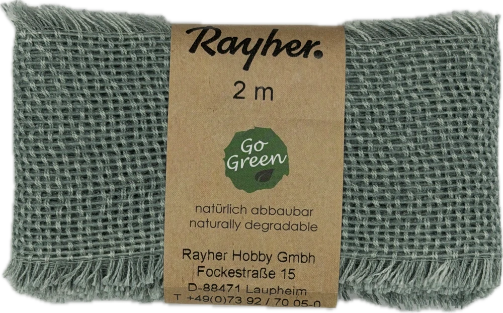 Stuha bavlněná VILLAGE SOUL AQUA modrá 60mm x 2m (15,-Kč/m)