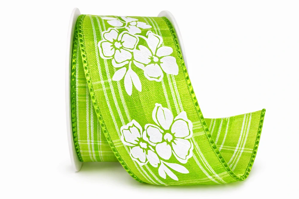 Stuha taftová Summer Blossom Green zelená 40mm x 2m(13,-Kč/m)