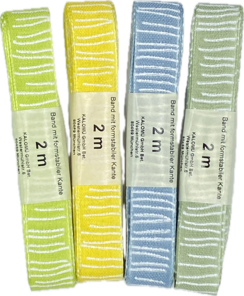 Stuha skládaná SAFARI pastelové barvy - set 4ks 15mm x 2m (10,-Kč/ks) 