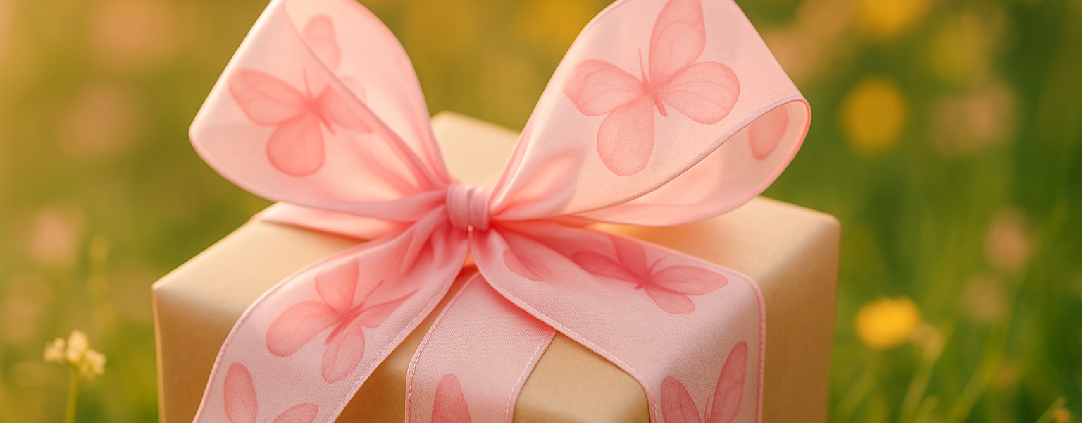 Stuha taftová WINGS OF SUMMER PINK růžová průsvitná 40mm x 2m (13,-Kč/m)