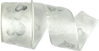 Stuha svatební HEART OF GOLD WHITE bílá 40mm x 2m (16,-Kč/m)