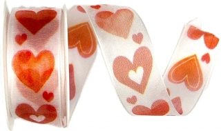 Taftová stuha I Love You – bílá s potiskem 25mm x 2m