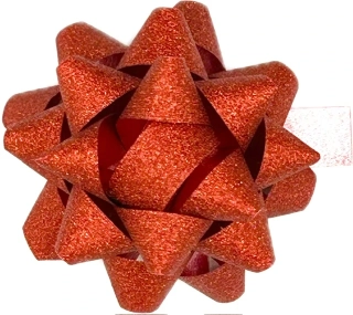 Rozeta dárková GLAMOUR červená glitrová 5cm